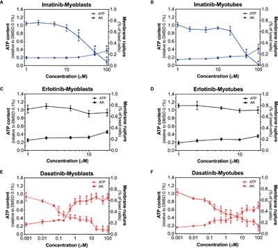 Imatinib and Dasatinib Provoke Mitochondrial Dysfunction Leading to Oxidative Stress in C2C12 Myotubes and Human RD Cells